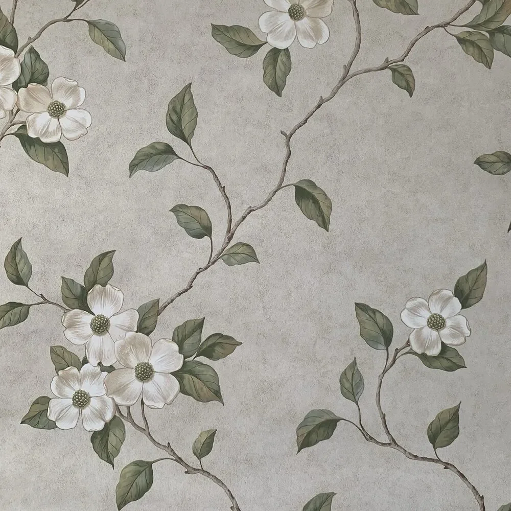 Vintage Beacon House Floral Dogwood Pattern Wallpaper Botanical